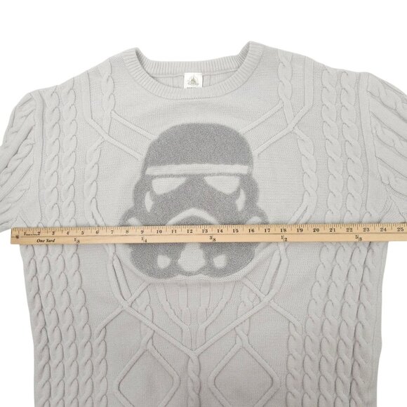 Disney Star Wars Stormtrooper Cable Knit Sweater Adult XL Long Sleeve Gray - Picture 4 of 16